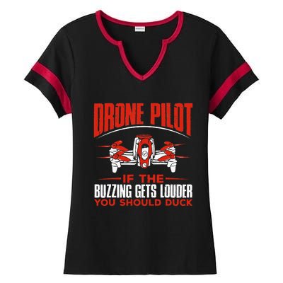 Drone Pilot Funny Drones Drone Pilot Quadrotor Ladies Halftime Notch Neck Tee