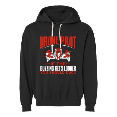 Drone Pilot Funny Drones Drone Pilot Quadrotor Garment-Dyed Fleece Hoodie