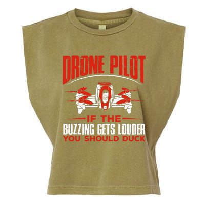 Drone Pilot Funny Drones Drone Pilot Quadrotor Garment-Dyed Women's Muscle Tee