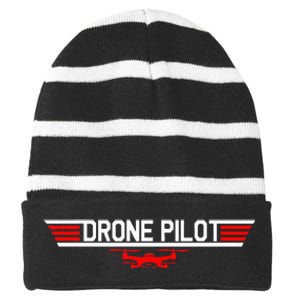 Drone Pilot Funny Quadcopter Rc Flying Wings Gift Striped Beanie with Solid Band