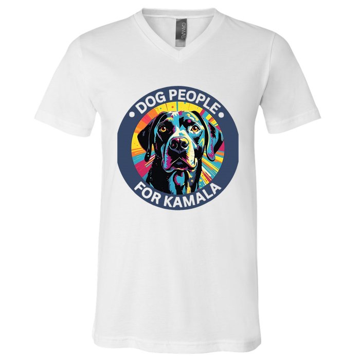 Dog People For Kamala Harris V-Neck T-Shirt