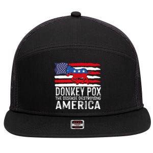 Donkey Pox Funny Anti Democrat 7 Panel Mesh Trucker Snapback Hat