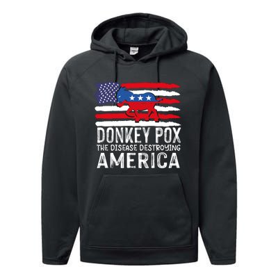 Donkey Pox Funny Anti Democrat Performance Fleece Hoodie