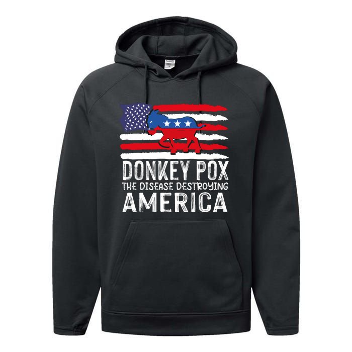 Donkey Pox Funny Anti Democrat Performance Fleece Hoodie