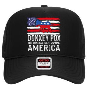 Donkey Pox Funny Anti Democrat High Crown Mesh Back Trucker Hat