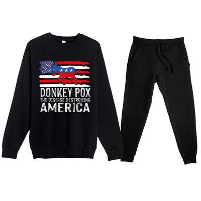 Donkey Pox Funny Anti Democrat Premium Crewneck Sweatsuit Set