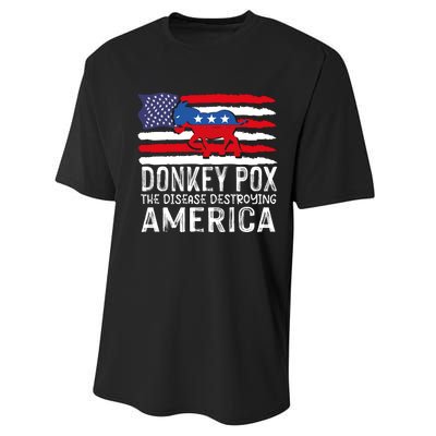 Donkey Pox Funny Anti Democrat Performance Sprint T-Shirt