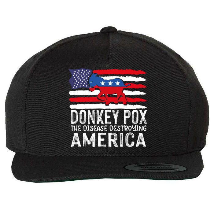 Donkey Pox Funny Anti Democrat Wool Snapback Cap