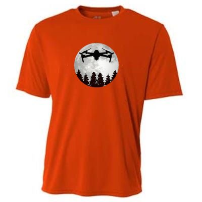 Drone Pilot Full Moon Funny Fpv Drone Quadcopter Cooling Performance Crew T-Shirt