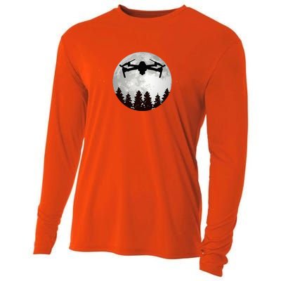 Drone Pilot Full Moon Funny Fpv Drone Quadcopter Cooling Performance Long Sleeve Crew