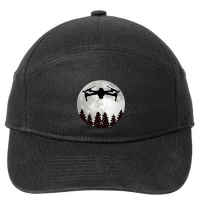 Drone Pilot Full Moon Funny Fpv Drone Quadcopter 7-Panel Snapback Hat