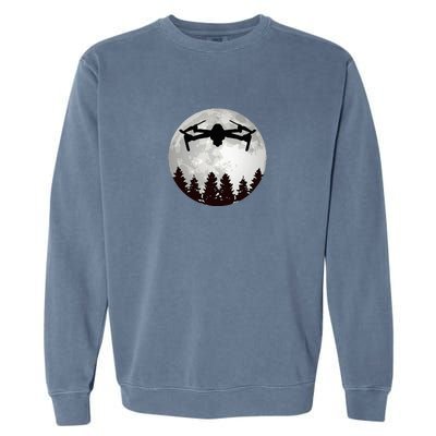 Drone Pilot Full Moon Funny Fpv Drone Quadcopter Garment-Dyed Sweatshirt