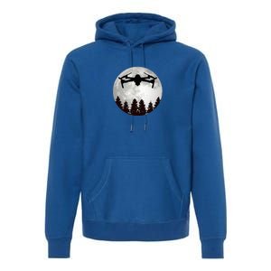 Drone Pilot Full Moon Funny Fpv Drone Quadcopter Premium Hoodie