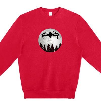 Drone Pilot Full Moon Funny Fpv Drone Quadcopter Premium Crewneck Sweatshirt