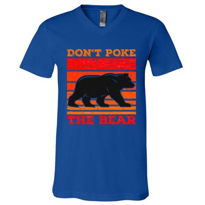 DonT Poke Funny Bear Retro Grizzly Bear V-Neck T-Shirt