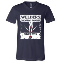 Droppin' Panties Funny Dirty Badass Welder Welding Tee V-Neck T-Shirt