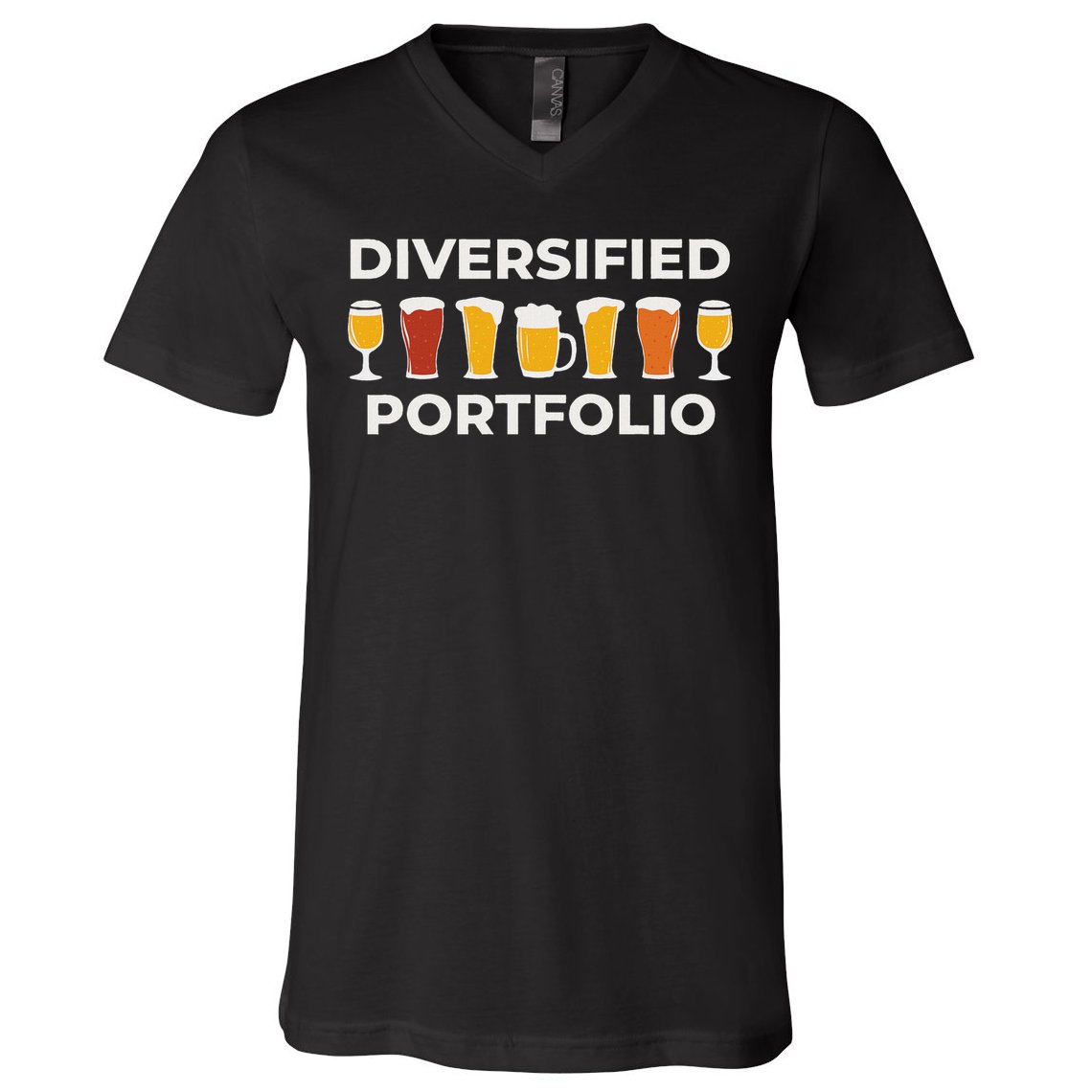 Diversified Portfolio Funny Beer Investor Finance Party V-Neck T-Shirt