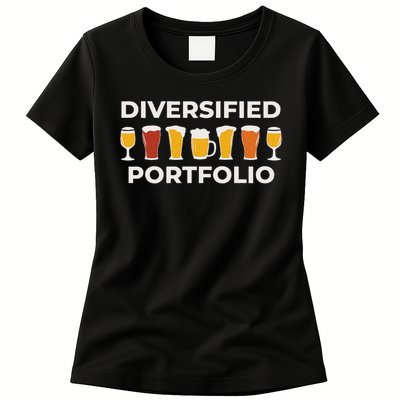 Diversified Portfolio Funny Beer Investor Finance Party Womens T-Shirt