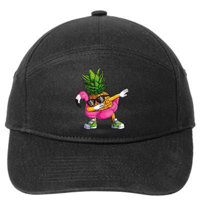 Dabbing Pineapple Flamingo Tropical Aloha Beach Hawaiian 7-Panel Snapback Hat