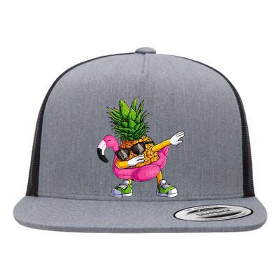 Dabbing Pineapple Flamingo Tropical Aloha Beach Hawaiian Flat Bill Trucker Hat