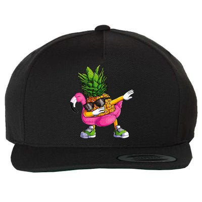 Dabbing Pineapple Flamingo Tropical Aloha Beach Hawaiian Wool Snapback Cap