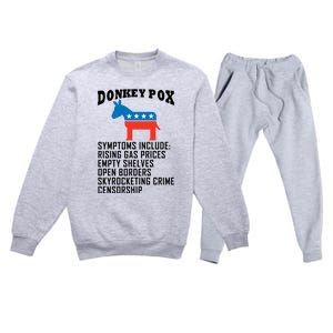 Donkey Pox Funny Symptoms Political Anti Biden Premium Crewneck Sweatsuit Set