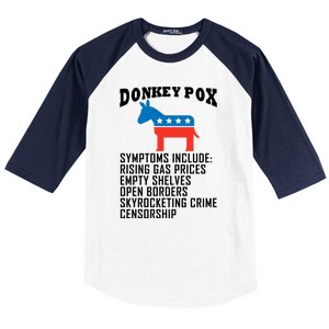 Donkey Pox Funny Symptoms Political Anti Biden Baseball Sleeve Shirt