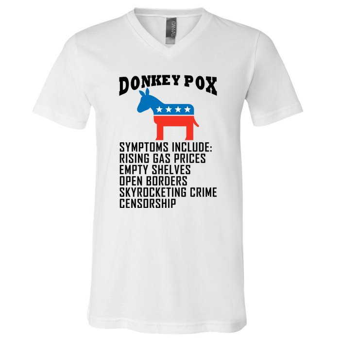 Donkey Pox Funny Symptoms Political Anti Biden V-Neck T-Shirt