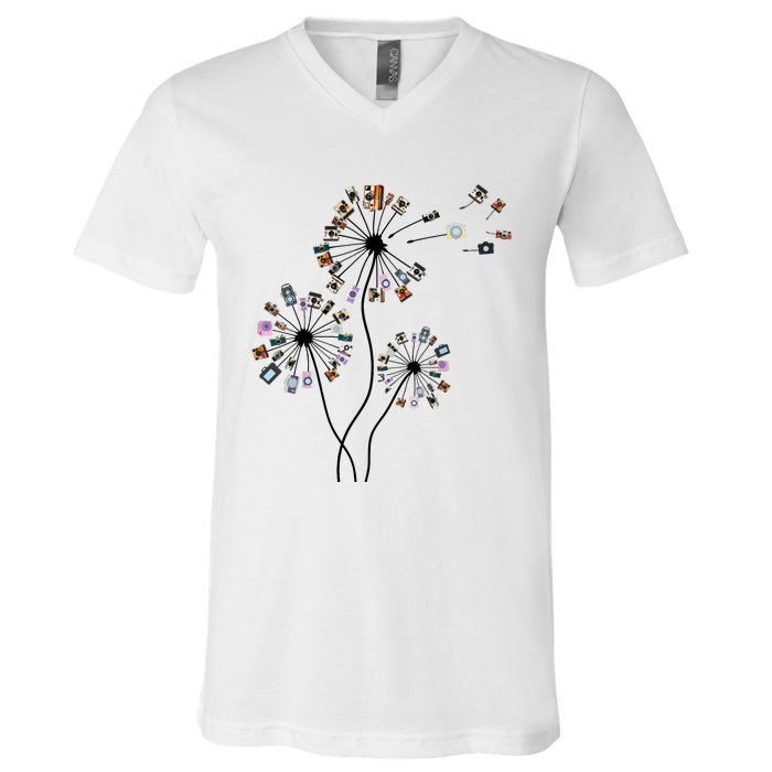 Dandelion Photography For Photographer Camera V-Neck T-Shirt