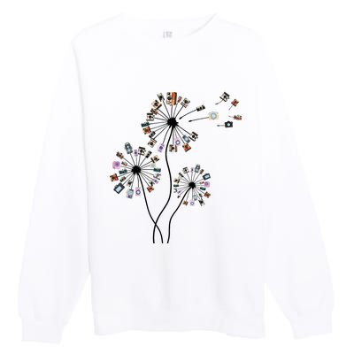 Dandelion Photography For Photographer Camera Premium Crewneck Sweatshirt