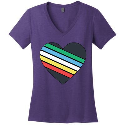 Disability Pride Flag July Disabled Pride Month Awareness Women's V-Neck T-Shirt