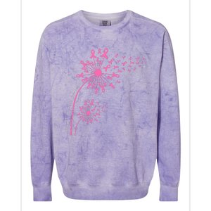 Dandelion Pink Flower Ribbon Breast Cancer Awareness 's Colorblast Crewneck Sweatshirt