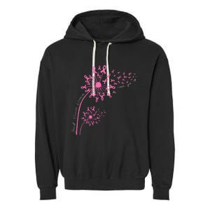 Dandelion Pink Flower Ribbon Breast Cancer Awareness 's Garment-Dyed Fleece Hoodie