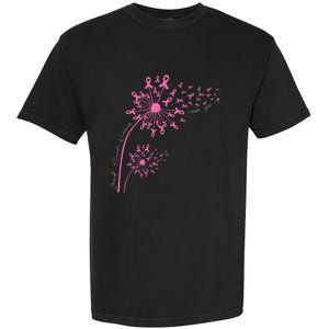 Dandelion Pink Flower Ribbon Breast Cancer Awareness 's Garment-Dyed Heavyweight T-Shirt