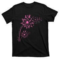 Dandelion Pink Flower Ribbon Breast Cancer Awareness 's T-Shirt