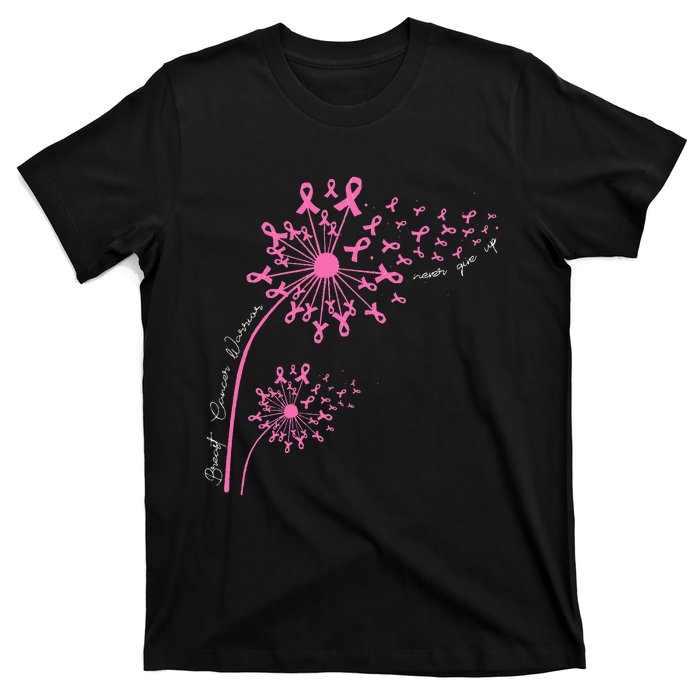 Dandelion Pink Flower Ribbon Breast Cancer Awareness 's T-Shirt