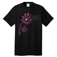 Dandelion Pink Flower Ribbon Breast Cancer Awareness 's Tall T-Shirt