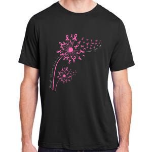 Dandelion Pink Flower Ribbon Breast Cancer Awareness 's Adult ChromaSoft Performance T-Shirt