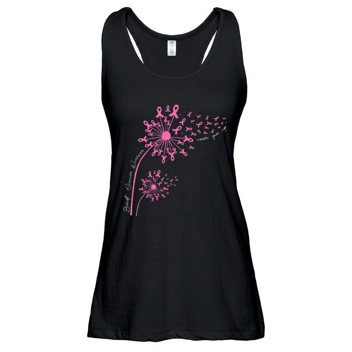 Dandelion Pink Flower Ribbon Breast Cancer Awareness 's Ladies Essential Flowy Tank