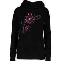 Dandelion Pink Flower Ribbon Breast Cancer Awareness 's Womens Funnel Neck Pullover Hood