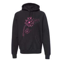 Dandelion Pink Flower Ribbon Breast Cancer Awareness 's Premium Hoodie