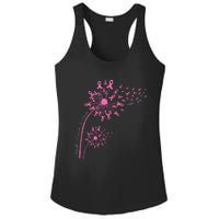 Dandelion Pink Flower Ribbon Breast Cancer Awareness 's Ladies PosiCharge Competitor Racerback Tank