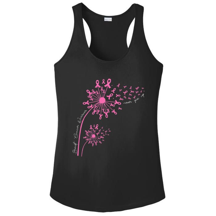 Dandelion Pink Flower Ribbon Breast Cancer Awareness 's Ladies PosiCharge Competitor Racerback Tank