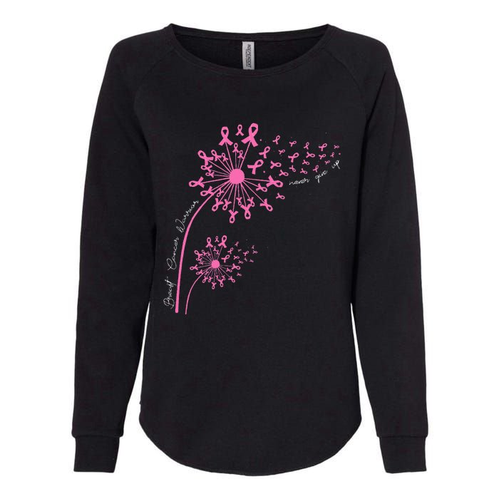 Dandelion Pink Flower Ribbon Breast Cancer Awareness 's Womens California Wash Sweatshirt