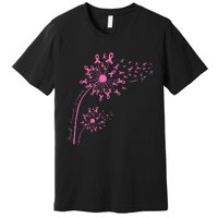 Dandelion Pink Flower Ribbon Breast Cancer Awareness 's Premium T-Shirt