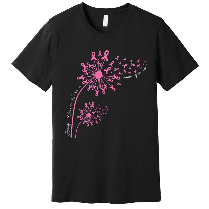 Dandelion Pink Flower Ribbon Breast Cancer Awareness 's Premium T-Shirt