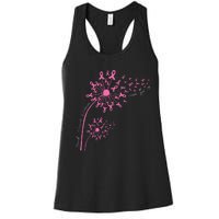 Dandelion Pink Flower Ribbon Breast Cancer Awareness 's Women's Racerback Tank