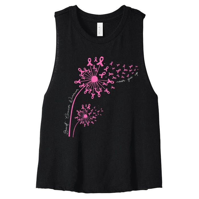 Dandelion Pink Flower Ribbon Breast Cancer Awareness 's Women's Racerback Cropped Tank