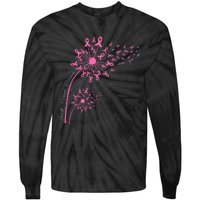 Dandelion Pink Flower Ribbon Breast Cancer Awareness 's Tie-Dye Long Sleeve Shirt