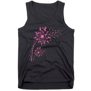 Dandelion Pink Flower Ribbon Breast Cancer Awareness 's Tank Top